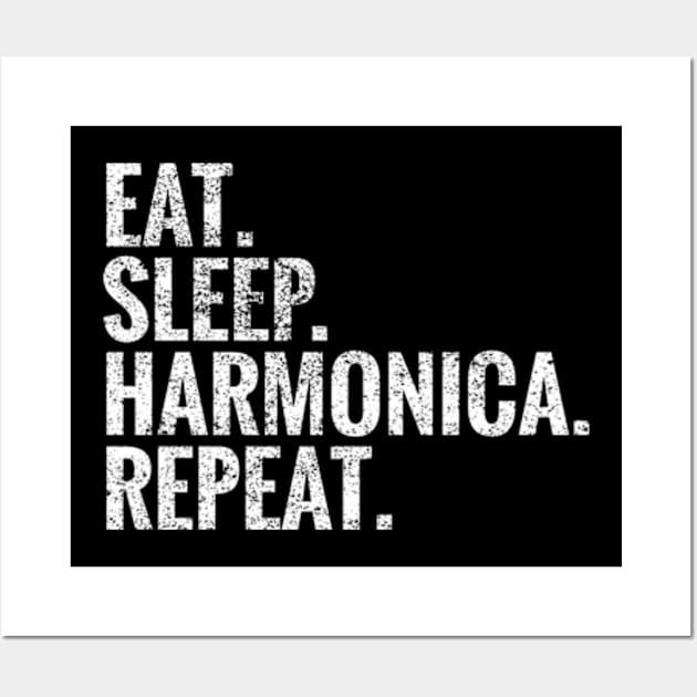 Eat Sleep Harmonica Repeat Wall Art by TeeLogic